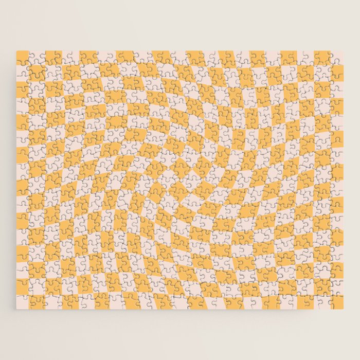 Check I - Yellow Twist â Checkerboard Print Jigsaw Puzzle Gallery Image 1