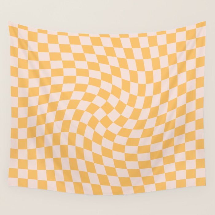 Check I - Yellow Twist â Checkerboard Print Wall Tapestry Gallery Image 4