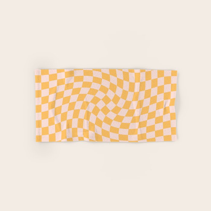 Check I - Yellow Twist â Checkerboard Print Bath Towel Gallery Image 1