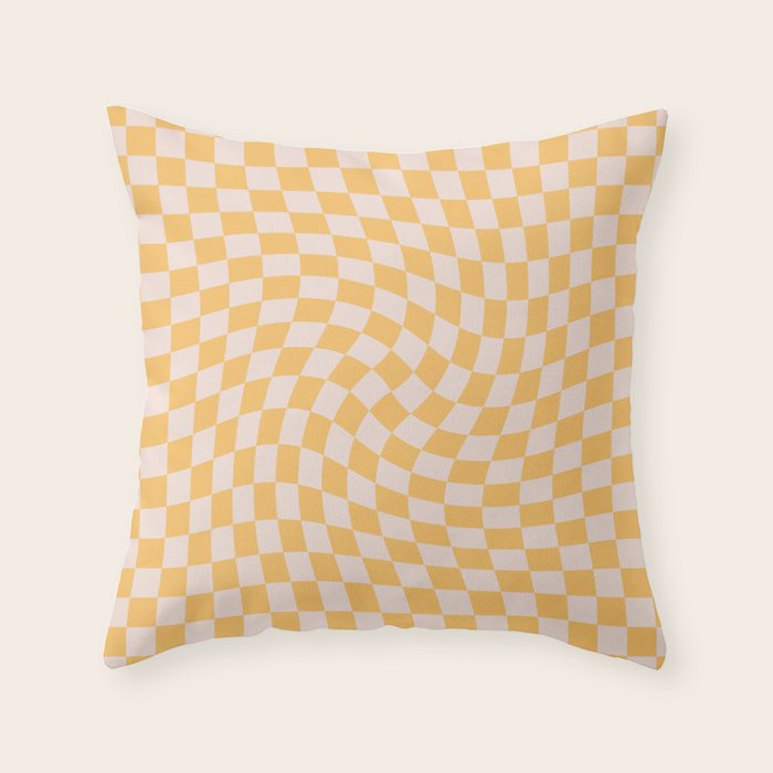 Check I - Yellow Twist â Checkerboard Print Throw Pillow Gallery Image 1
