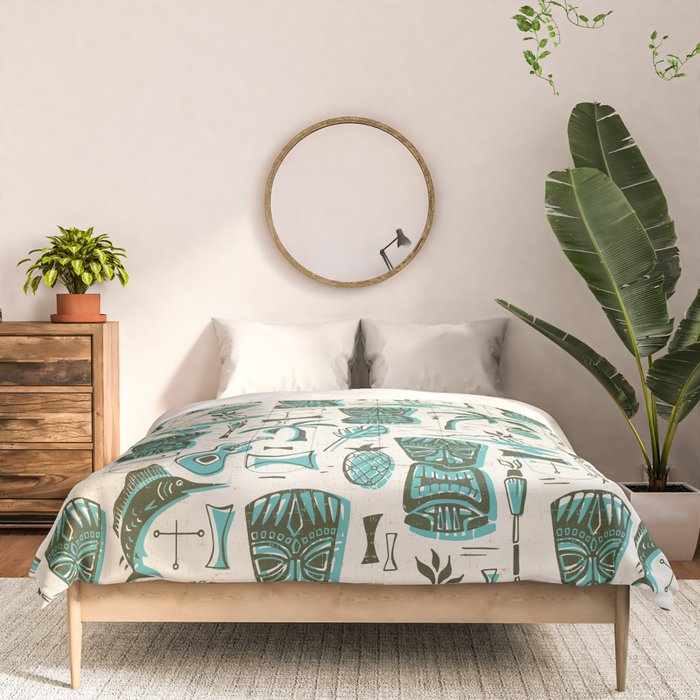 Tropical Tiki - Cream & Aqua Comforter Gallery Image 3