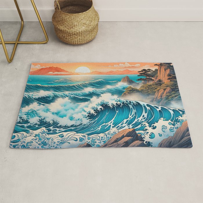 The Urge - A Contemporary Ukiyo-e Nature Landscape Rug Gallery Image 1
