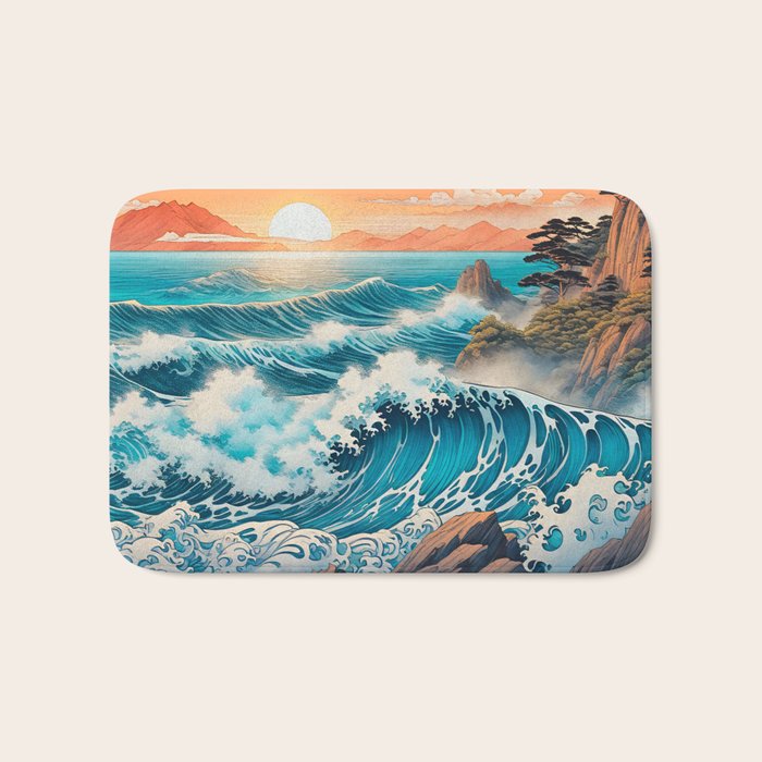 The Urge - A Contemporary Ukiyo-e Nature Landscape Bath Mat Gallery Image 1
