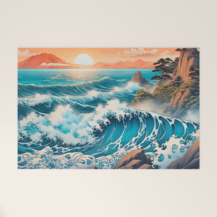 The Urge - A Contemporary Ukiyo-e Nature Landscape Welcome Mat Gallery Image 1