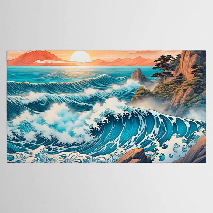 The Urge - A Contemporary Ukiyo-e Nature Landscape Tablecloth Gallery Image 2