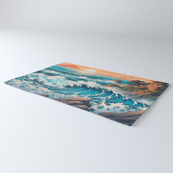 The Urge - A Contemporary Ukiyo-e Nature Landscape Rug Gallery Image 3