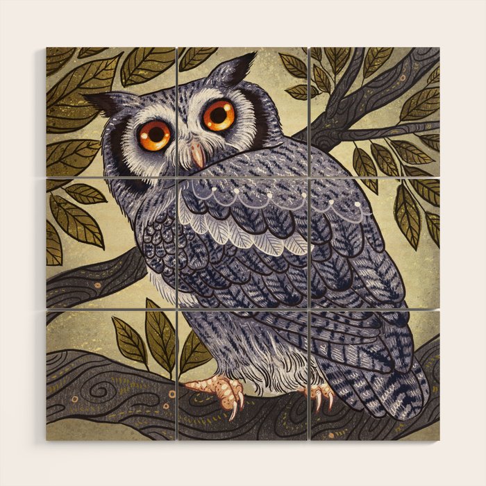 White Faced Owl Wood Wall Art Gallery Image 1