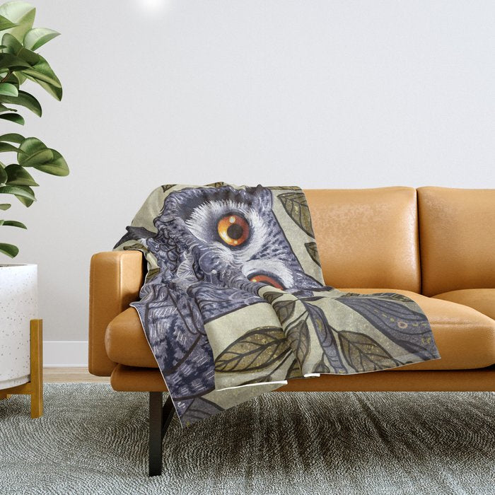White Faced Owl Throw Blanket Gallery Image 1