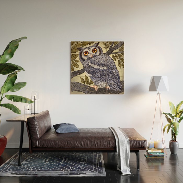 White Faced Owl Wood Wall Art Gallery Image 2