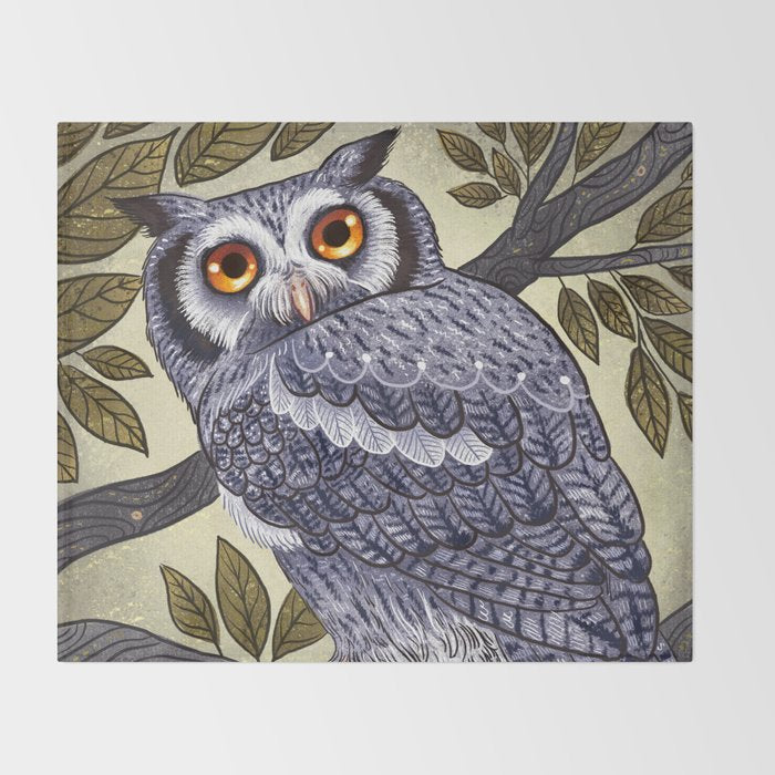White Faced Owl Throw Blanket Gallery Image 2