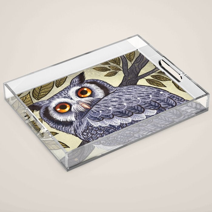 White Faced Owl Acrylic Tray Gallery Image 1