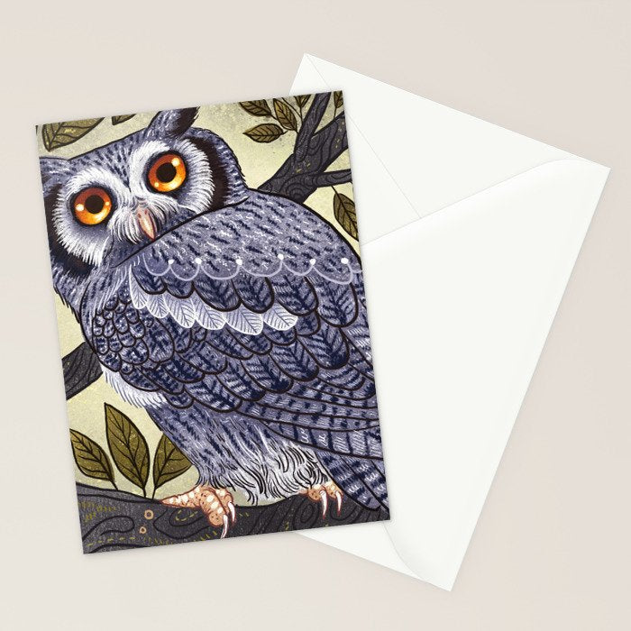 White Faced Owl Stationery Card Gallery Image 2