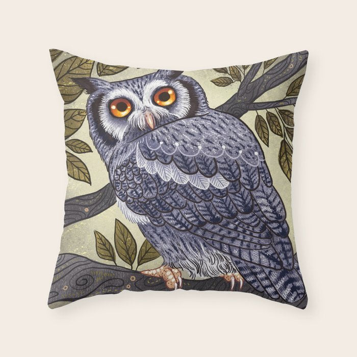 White Faced Owl Throw Pillow Gallery Image 6