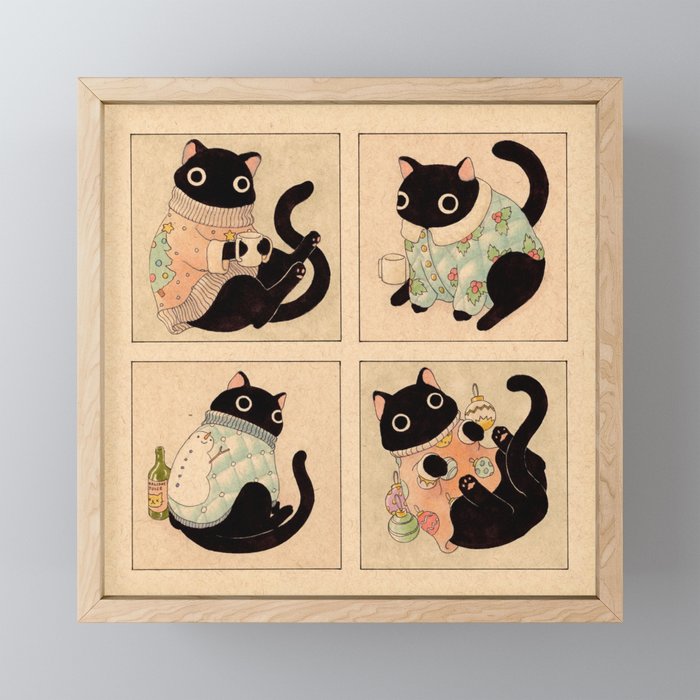 Christmas Sweater Cats Mini Art Print Gallery Image 1