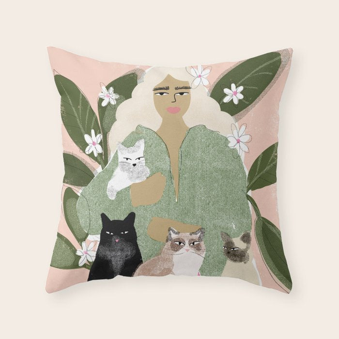 Cat Mom Throw Pillow Gallery Image 6