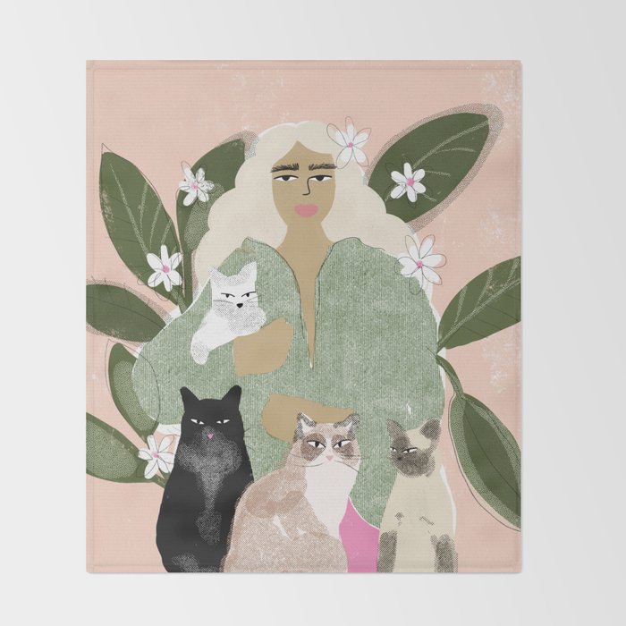 Cat Mom Throw Blanket Gallery Image 2
