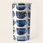 Pretty Blue Coffee Cups Travel Mug Gallery Image 1
