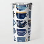 Pretty Blue Coffee Cups Travel Mug Gallery Image 2
