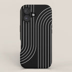 Minimal Line Curvature II Black and White Mid Century Modern Arch Abstract iPhone Case Gallery Image 1