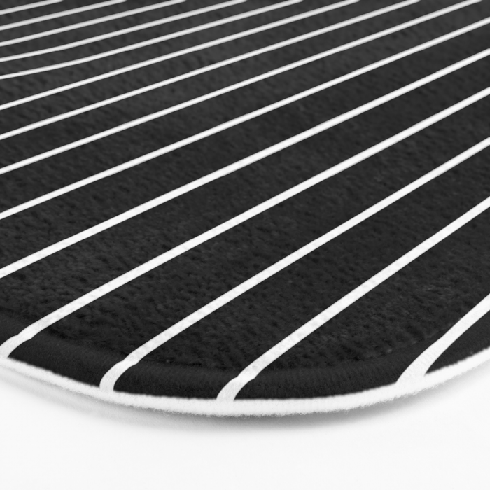Minimal Line Curvature II Black and White Mid Century Modern Arch Abstract Bath Mat Gallery Image 3