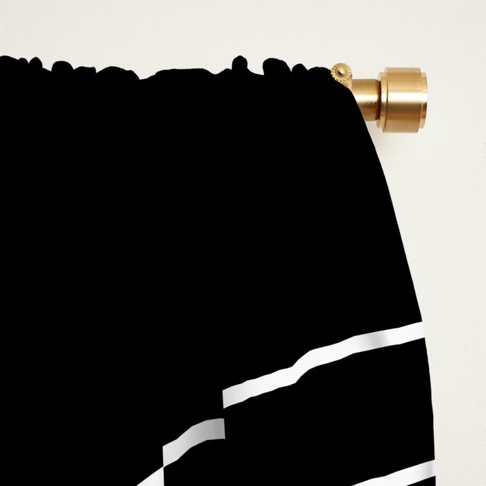 Minimal Line Curvature II Black and White Mid Century Modern Arch Abstract Window Curtain Gallery Image 2