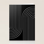 Minimal Line Curvature II Black and White Mid Century Modern Arch Abstract Stationery Card Gallery Image 2