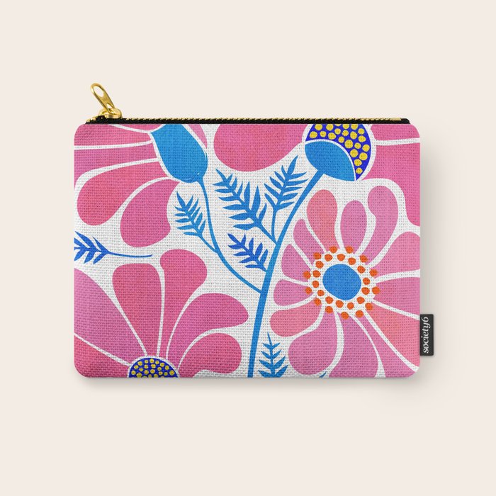 Pink Wildflowers - Floral Illustration Carry All Pouch Gallery Image 1