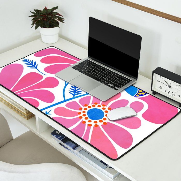 Pink Wildflowers - Floral Illustration Desk Mat Gallery Image 2
