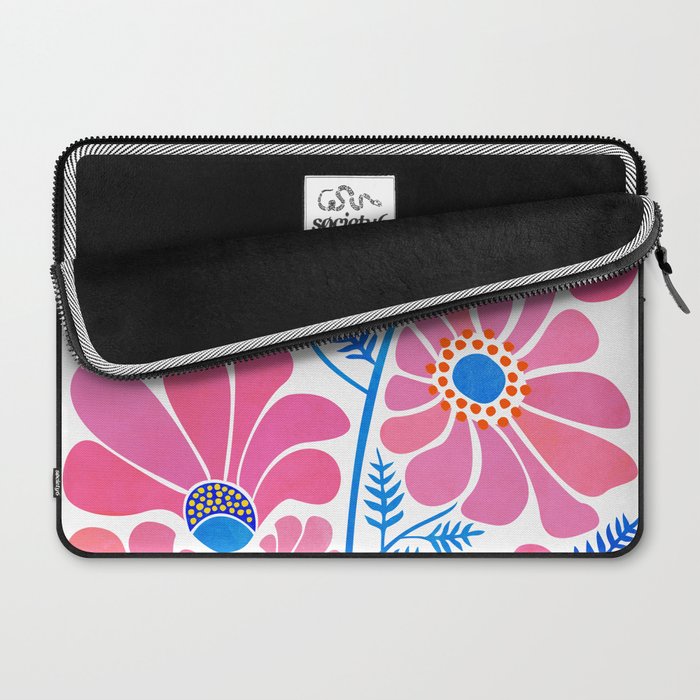 Pink Wildflowers - Floral Illustration Laptop Sleeve Gallery Image 2