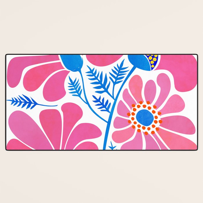 Pink Wildflowers - Floral Illustration Desk Mat Gallery Image 3