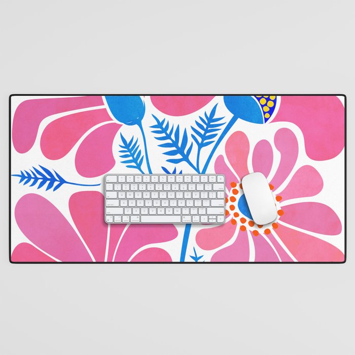 Pink Wildflowers - Floral Illustration Desk Mat Gallery Image 1