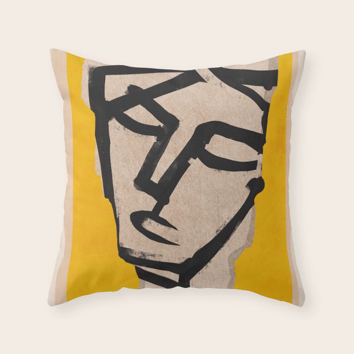 Modern Abstract Art Face 20 Throw Pillow Gallery Image 1