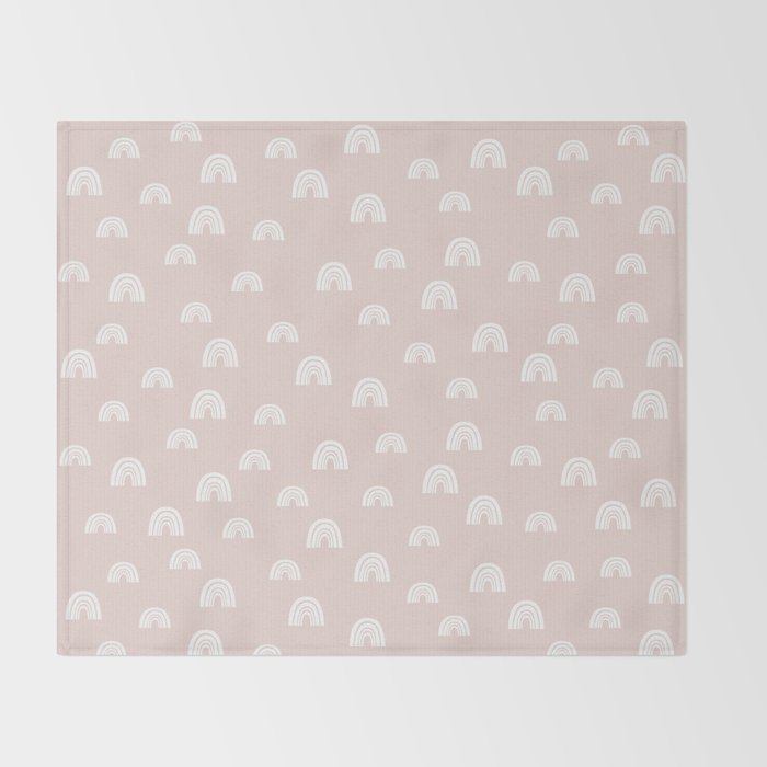 Boho Pink Rainbow - Pink & White Rainbow Pattern - Kids Rainbow Nursery Throw Blanket Gallery Image 2