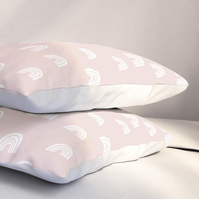Boho Pink Rainbow - Pink & White Rainbow Pattern - Kids Rainbow Nursery Pillow Sham Gallery Image 3