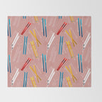 Colorful Ski Illustration and Pattern no 2 Throw Blanket Gallery Image 2