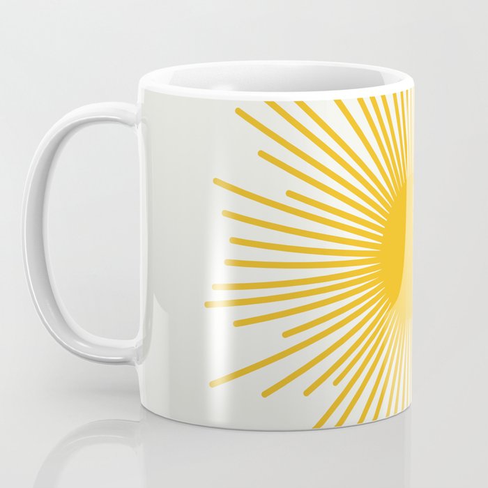 Mustard Yellow Retro Sun on Off White Coffee Mug Gallery Image 3