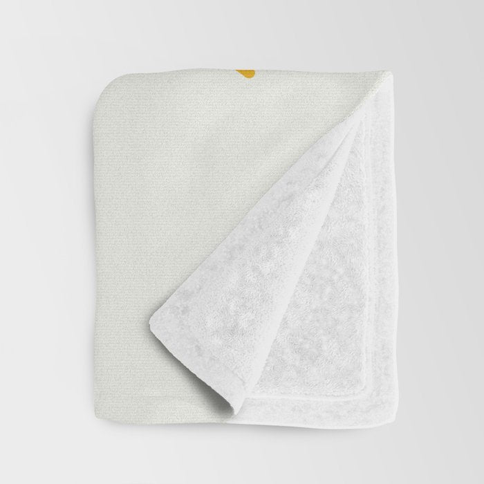 Mustard Yellow Retro Sun on Off White Throw Blanket Gallery Image 3