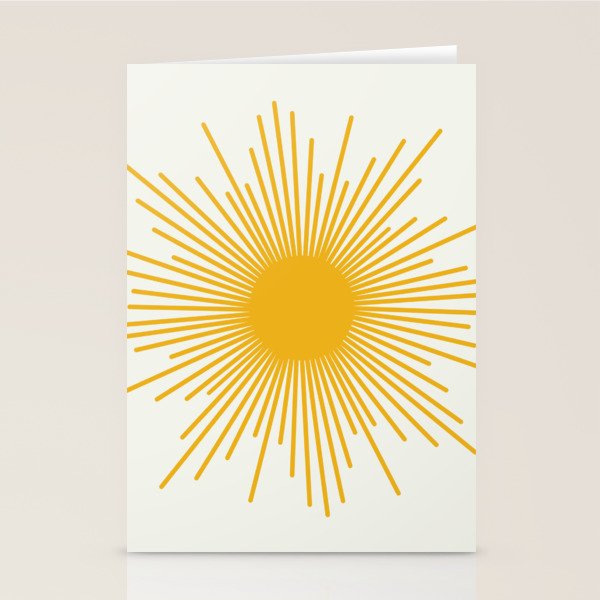 Mustard Yellow Retro Sun on Off White Stationery Card Gallery Image 2