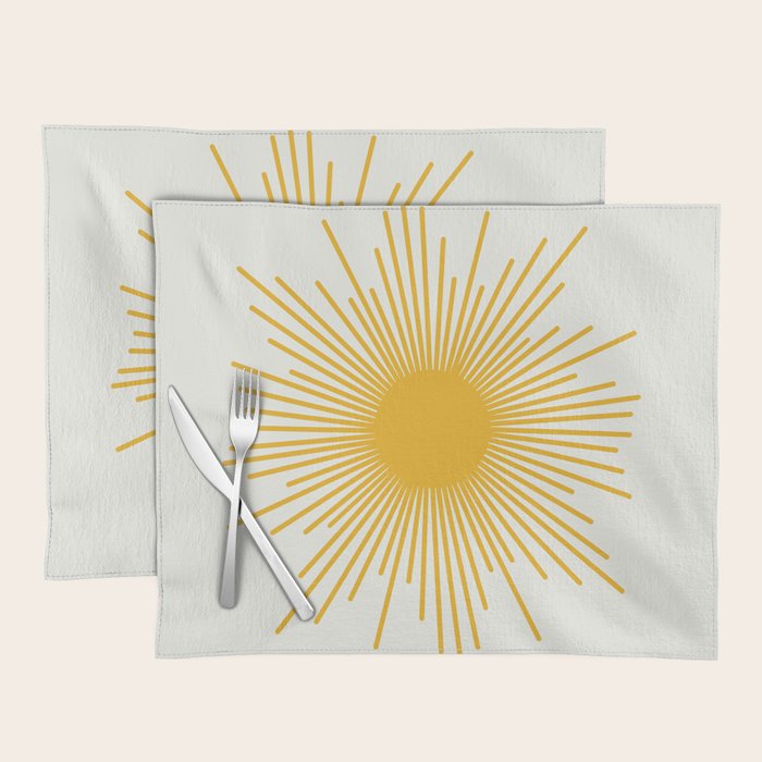 Mustard Yellow Retro Sun on Off White Placemat Gallery Image 1