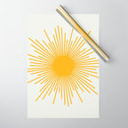 Mustard Yellow Retro Sun on Off White Wrapping Paper Gallery Image 1