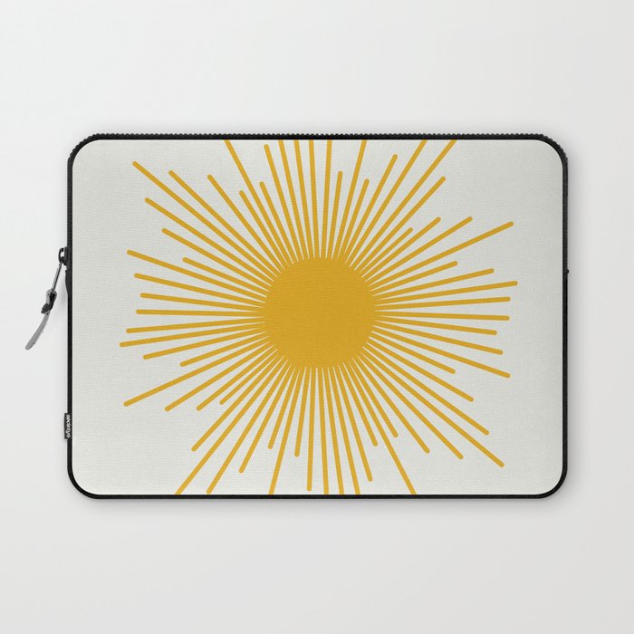 Mustard Yellow Retro Sun on Off White Laptop Sleeve Gallery Image 1