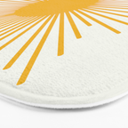 Mustard Yellow Retro Sun on Off White Bath Mat Gallery Image 3