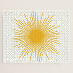 Mustard Yellow Retro Sun on Off White Jigsaw Puzzle Gallery Image 1