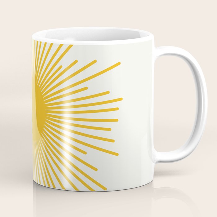 Mustard Yellow Retro Sun on Off White Coffee Mug Gallery Image 1