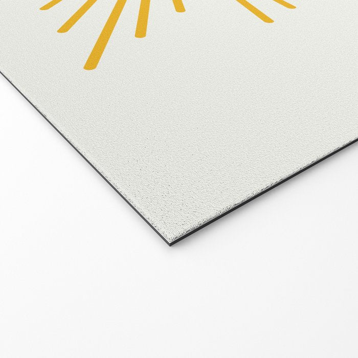 Mustard Yellow Retro Sun on Off White Welcome Mat Gallery Image 2