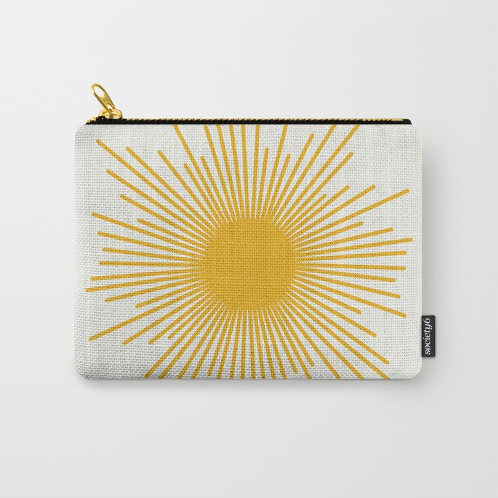 Mustard Yellow Retro Sun on Off White Carry All Pouch Gallery Image 1