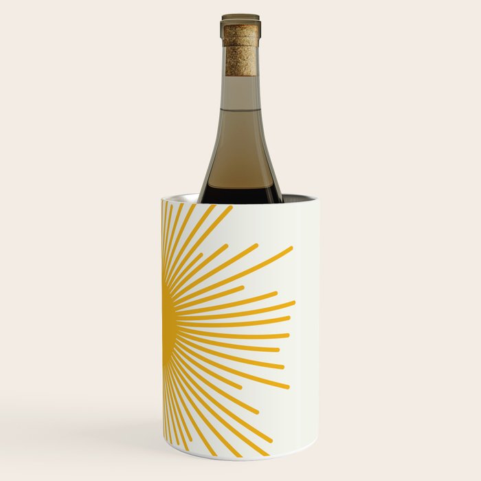 Mustard Yellow Retro Sun on Off White Wine Chiller Gallery Image 3