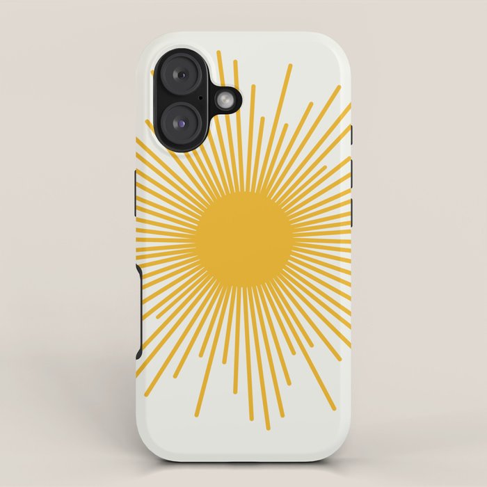 Mustard Yellow Retro Sun on Off White iPhone Case Gallery Image 1