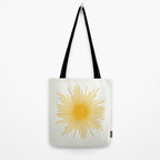 Mustard Yellow Retro Sun on Off White Tote Bag Gallery Image 2