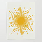 Mustard Yellow Retro Sun on Off White Poster Gallery Image 4